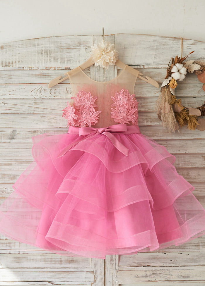 Short Tulle  Flower(s) Flower Girl Dresses