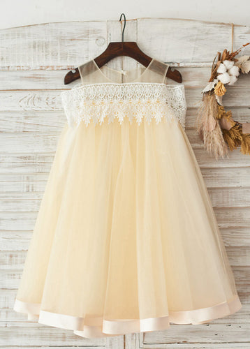 Tulle  Scoop Neck Flower Girl Dresses