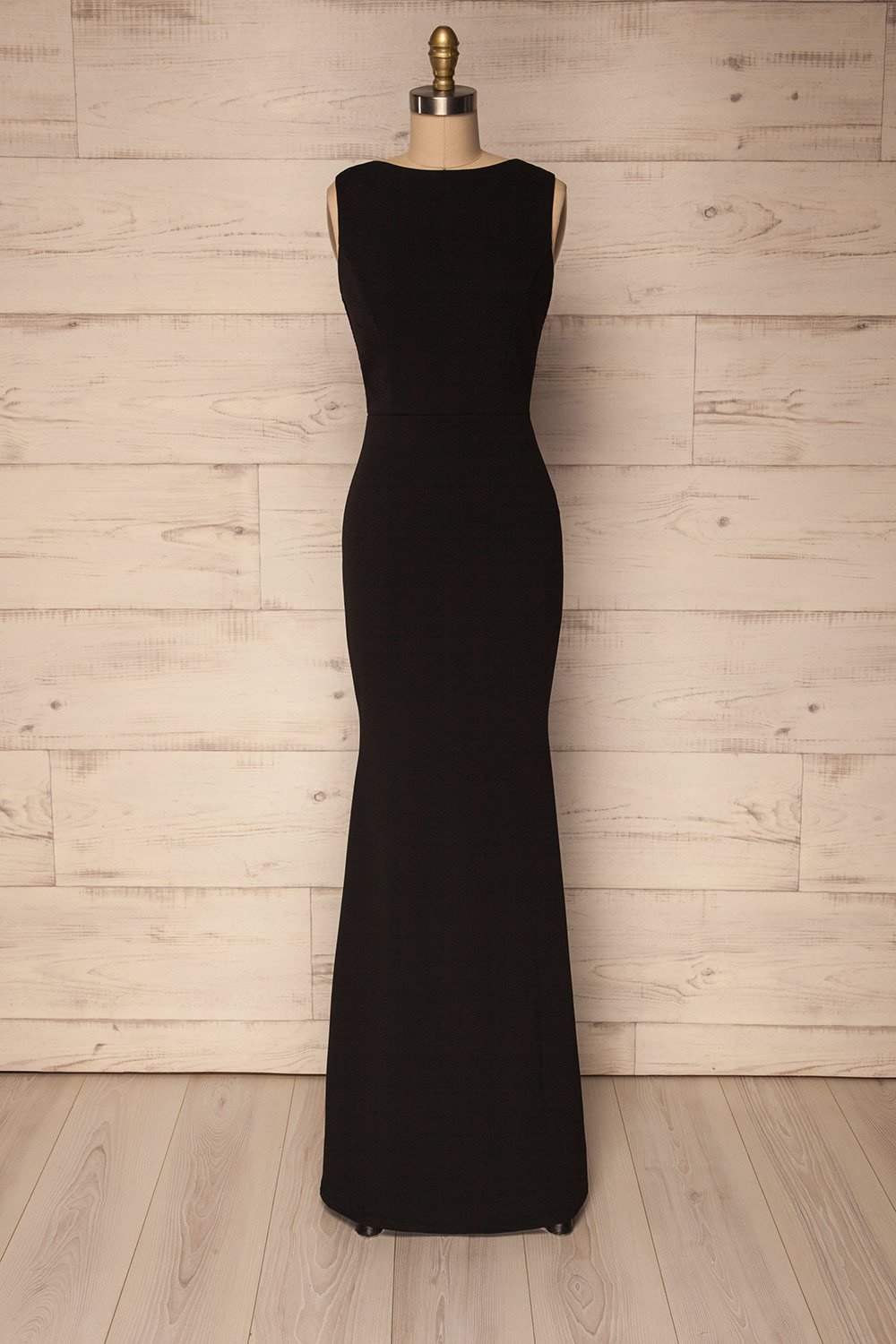 Sleeveless Black Scoop Neck Long Bridesmaids Dresses