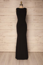 Sleeveless Black Scoop Neck Long Bridesmaids Dresses