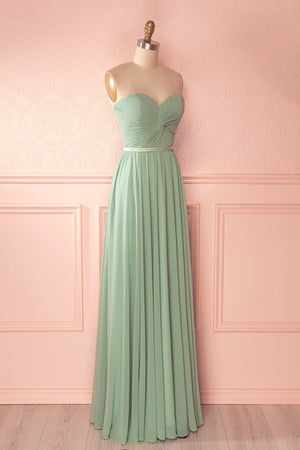 Sage Green Lace-Up Twist-Front Chiffon A-Line Bridesmaid Dress