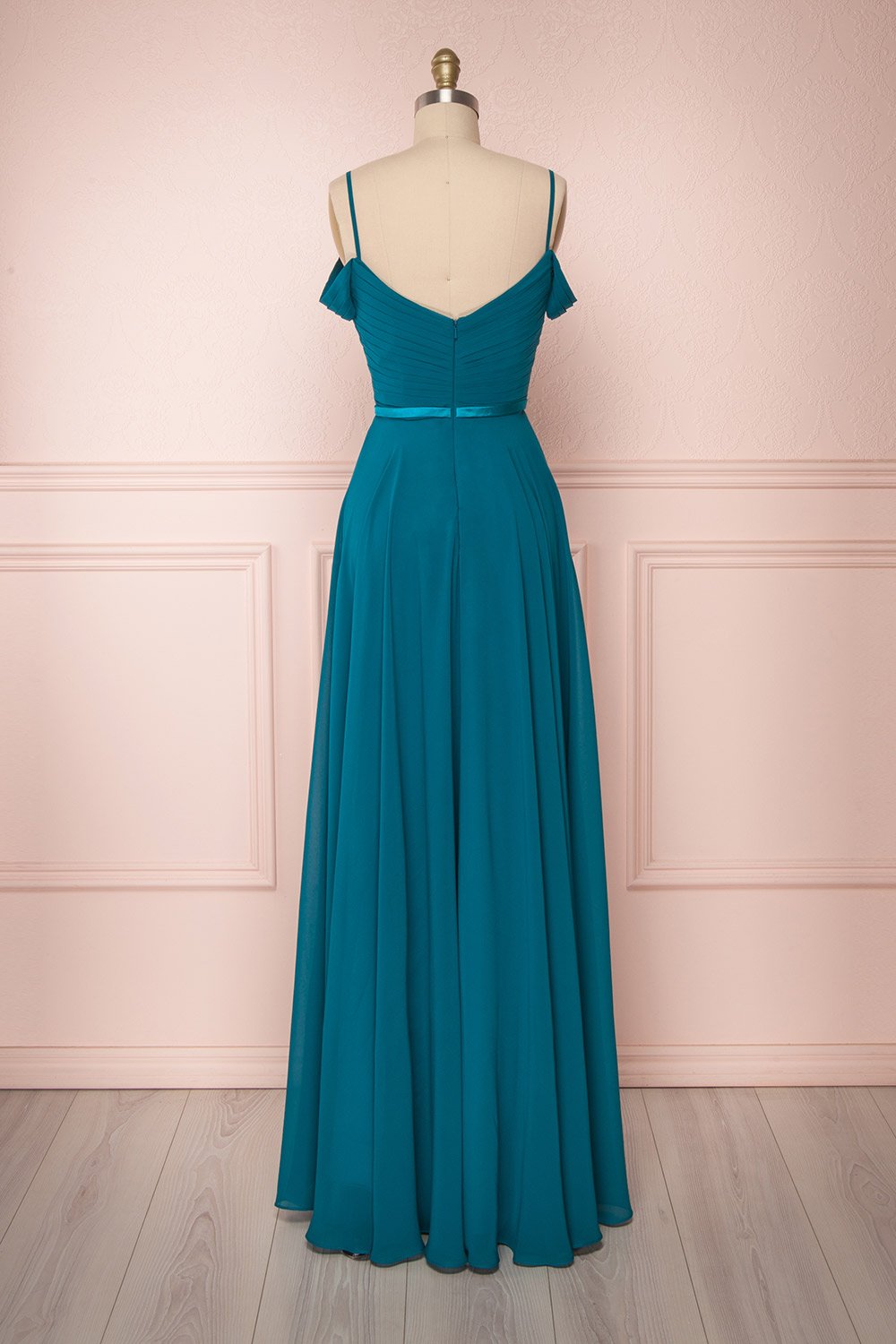 Ruched Cold-Shoulder Chiffon A-Line Bridesmaid Dress
