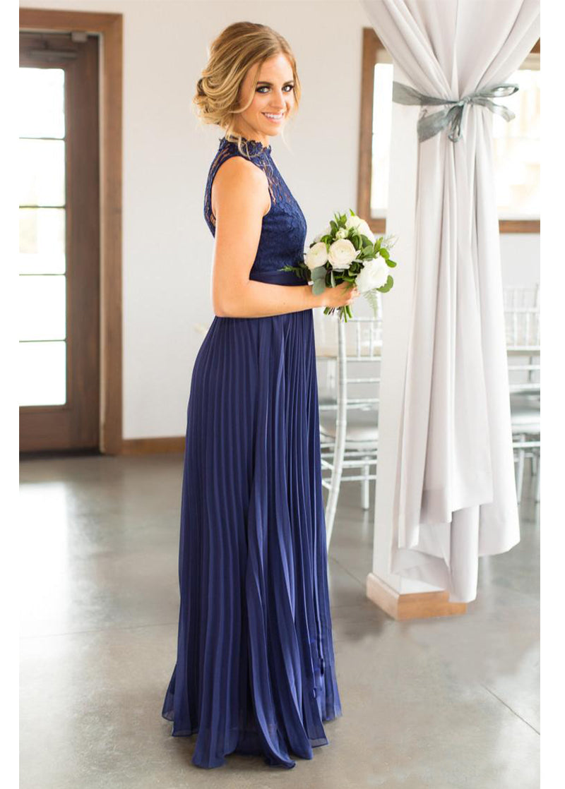 Lace Scoop Neck Sleeveless Bridesmaids Dresses
