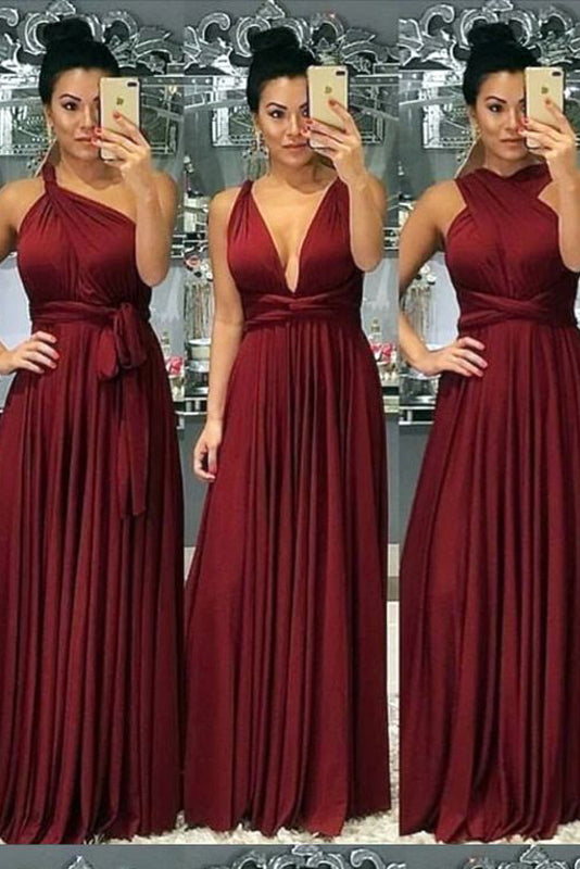 Burgundy A-Line/Princess Chiffon Bridesmaids Dresses – Angrila