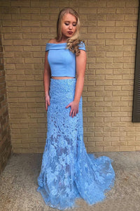 Off-the-Shoulder Lace Floor-Length Prom Dresses