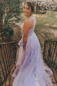Lace Halter Sleeveless Prom Dresses