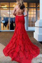 Red Sweep Train Lace Trumpet/Mermaid Prom Dresses