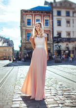 Chiffon Lace Scoop Neck A-Line/Princess Prom Dresses