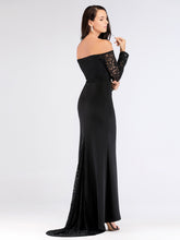 Black Off-the-Shoulder Long Sleeves Prom Dresses