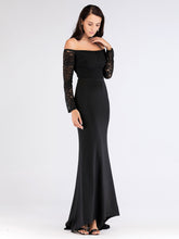 Black Off-the-Shoulder Long Sleeves Prom Dresses