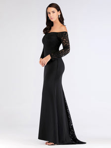 Black Off-the-Shoulder Long Sleeves Prom Dresses