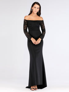 Black Off-the-Shoulder Long Sleeves Prom Dresses