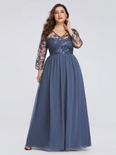 Chiffon Long Sleeves V-neck Appliques Lace Prom Dresses