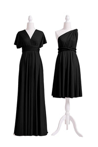 A-Line/Princess Black Convertible Long Bridesmaids Dresses