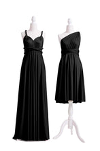 A-Line/Princess Black Convertible Long Bridesmaids Dresses