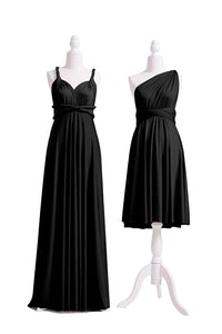 A-Line/Princess Black Convertible Long Bridesmaids Dresses