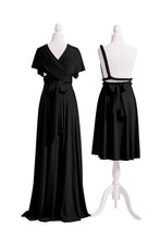 A-Line/Princess Black Convertible Long Bridesmaids Dresses