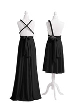 A-Line/Princess Black Convertible Long Bridesmaids Dresses