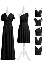 A-Line/Princess Black Convertible Long Bridesmaids Dresses