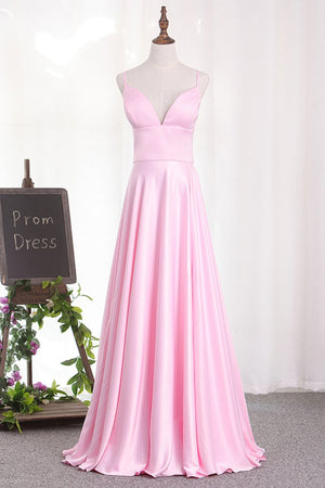 A-Line/Princess Satin Sleeveless Prom Dresses