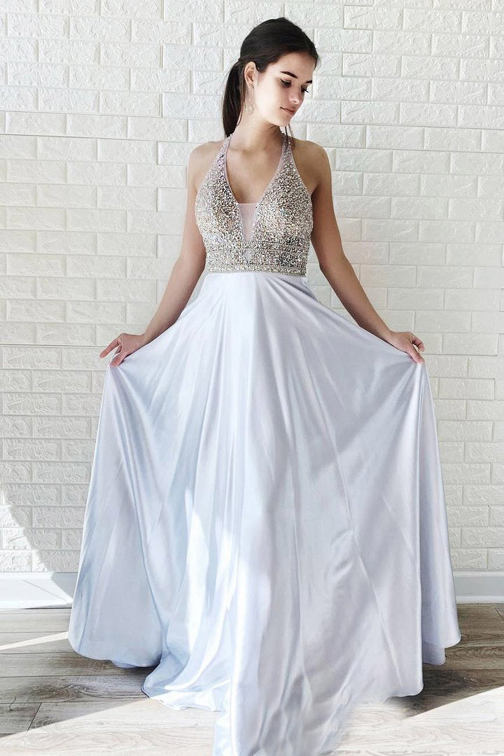 Sleeveless Floor-Length Beading Prom Dresses