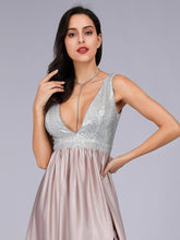 Sexy V-neck Satin Sequined Regular Straps Prom Dresses