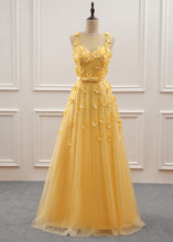 A-Line/Princess Floor-Length Sweetheart Flower(s) Prom Dresses