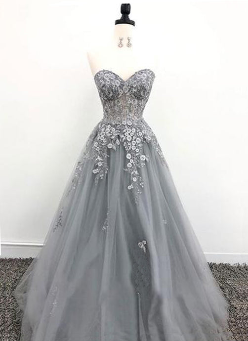 A-Line/Princess Floor-Length Tulle Prom Dresses