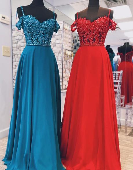 Cold-Shoulder Chiffon A-Line Bridesmaid Dress with Floral Appliques