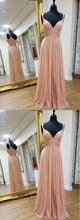 Chiffon Sleeveless V-neck Prom Dresses