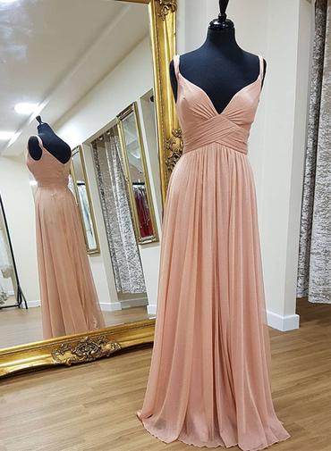 Chiffon Sleeveless V-neck Prom Dresses