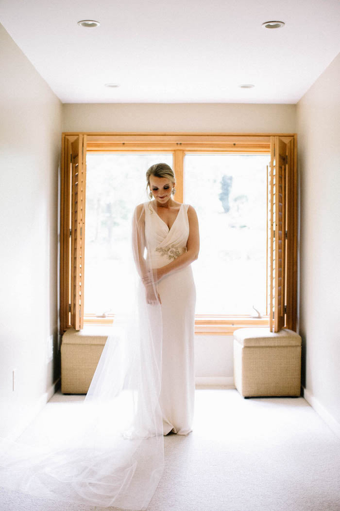 Column V-neck Beaded Floor-length Wedding Dresses