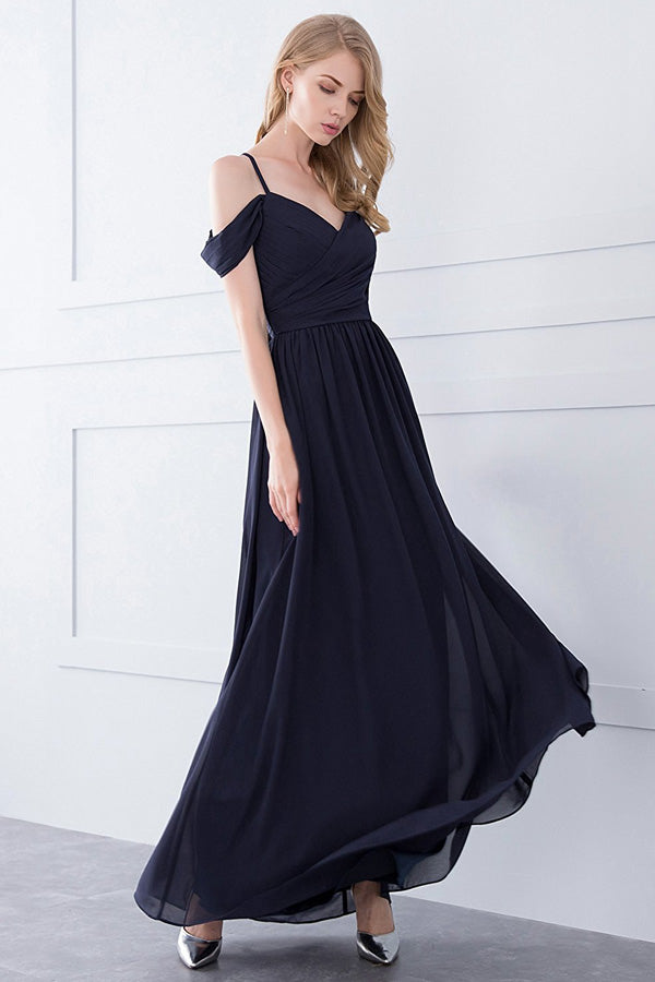 Off-the-Shoulder Long Chiffon Bridesmaid Dresses Main image