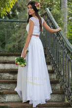 A-Line Two-Piece Lace Top Chiffon Wedding Dresses