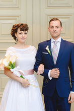 A-line Short Sleeves Knee-length Wedding Dresses