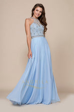 A-Line/Princess Halter Floor-Length Chiffon Prom Dresses