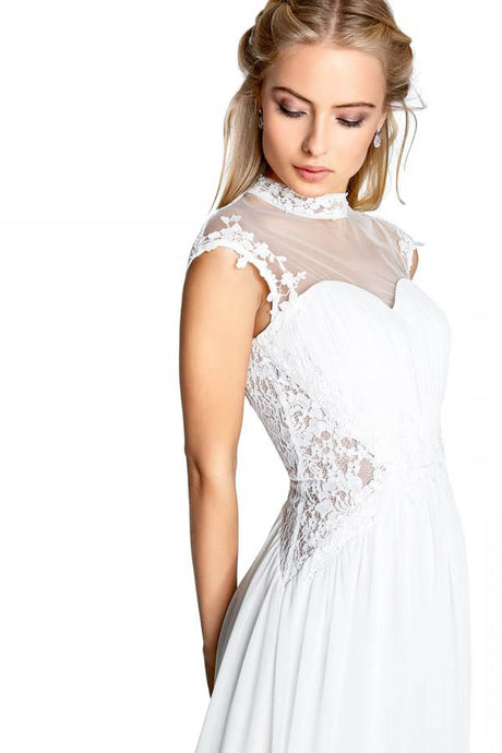 Elegant  Ivory High Neck Applique Bridal Dresses