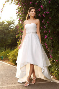 Ball-Gown Sweetheart Court Train Front Short Design Wedding Dress With Beading