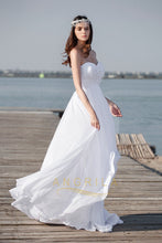 Strapless Sleeveless Long Chiffon Bridal Beach Wedding Dresses