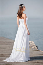 Strapless Sleeveless Long Chiffon Bridal Beach Wedding Dresses