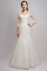 A-Line Lace Wedding Dresses with Sleeves