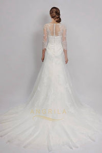 A-Line Lace Wedding Dresses with Sleeves