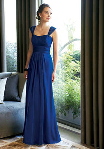 A-line/Princess Sleeveless Pleated Long Chiffon Bridesmaid Dresses