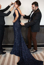 Trumpet/Mermaid Sleeveless Waistband Long Sequined Evening Dresses