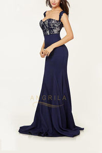 Lace Regular Straps Sweetheart Empire Mermaid Formal Dresses