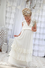 Snazzy A-line V-neck Long Lace Chiffon Flower Girl Dresses