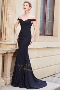 Sexy Trumpet/Mermaid Off-the-shoulder Long Formal Prom Dresses