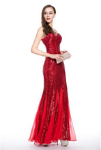 Spaghetti Straps Sleeveless Sheath/Column Long Sequined Evening Dresses