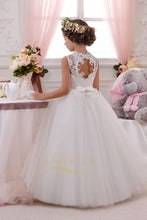 Ball Gown Lace Sleeveless Long Flower Girl Dresses