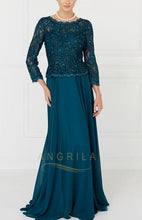 A-Line Scoop Neck Mother of the Bride Dress with 3/4 Sleeves